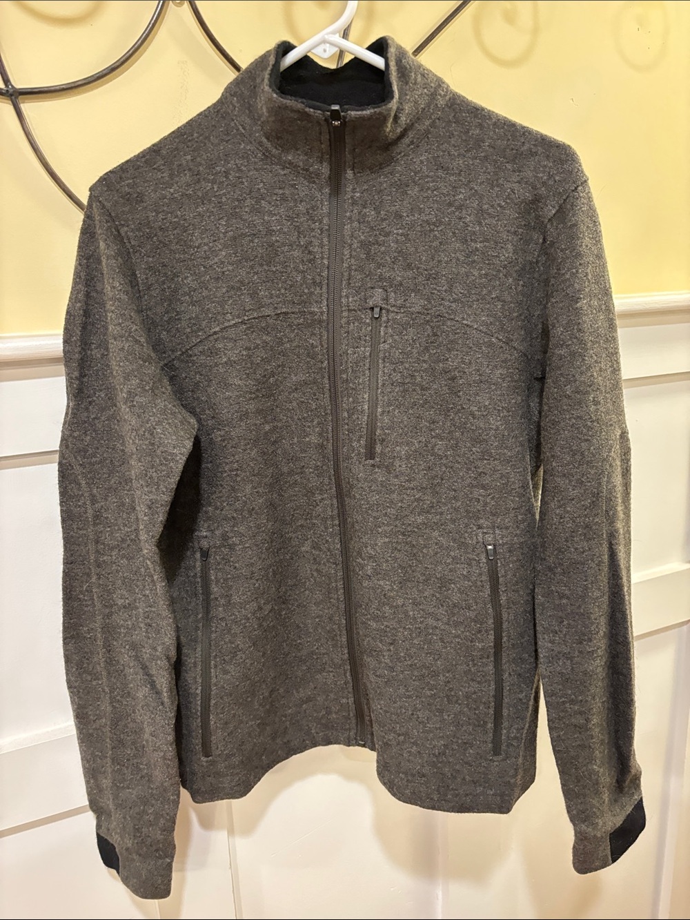 ibex Men's Full-Zip Heathered Charcoal Sweater Jacket